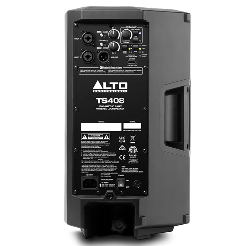 Alto TS408 2000 watt 8 Inch 2 Way Powered Loudspeaker with Bluetooth - Image 2