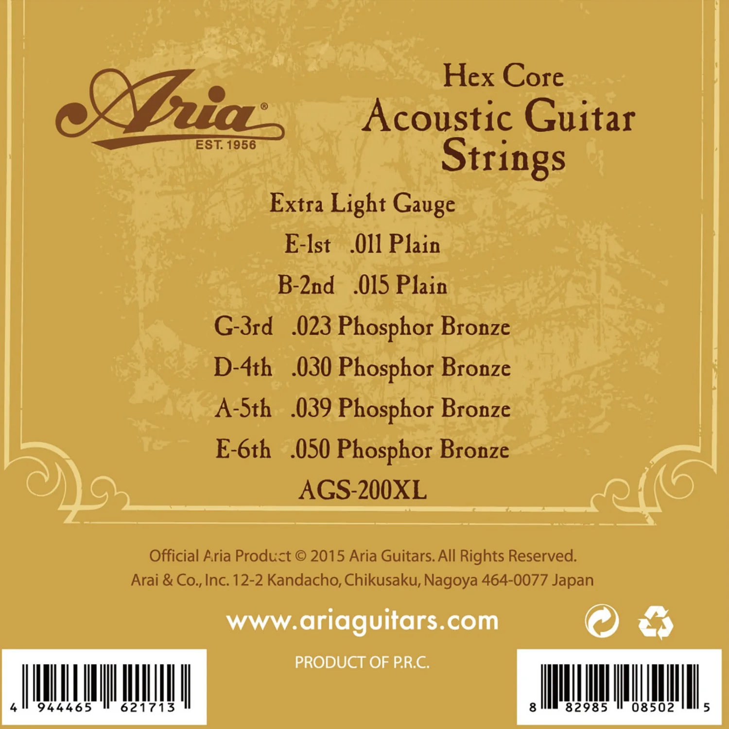 Aria AGS-200 Phosphor Bronze Acoustic Guitar String - Image 2
