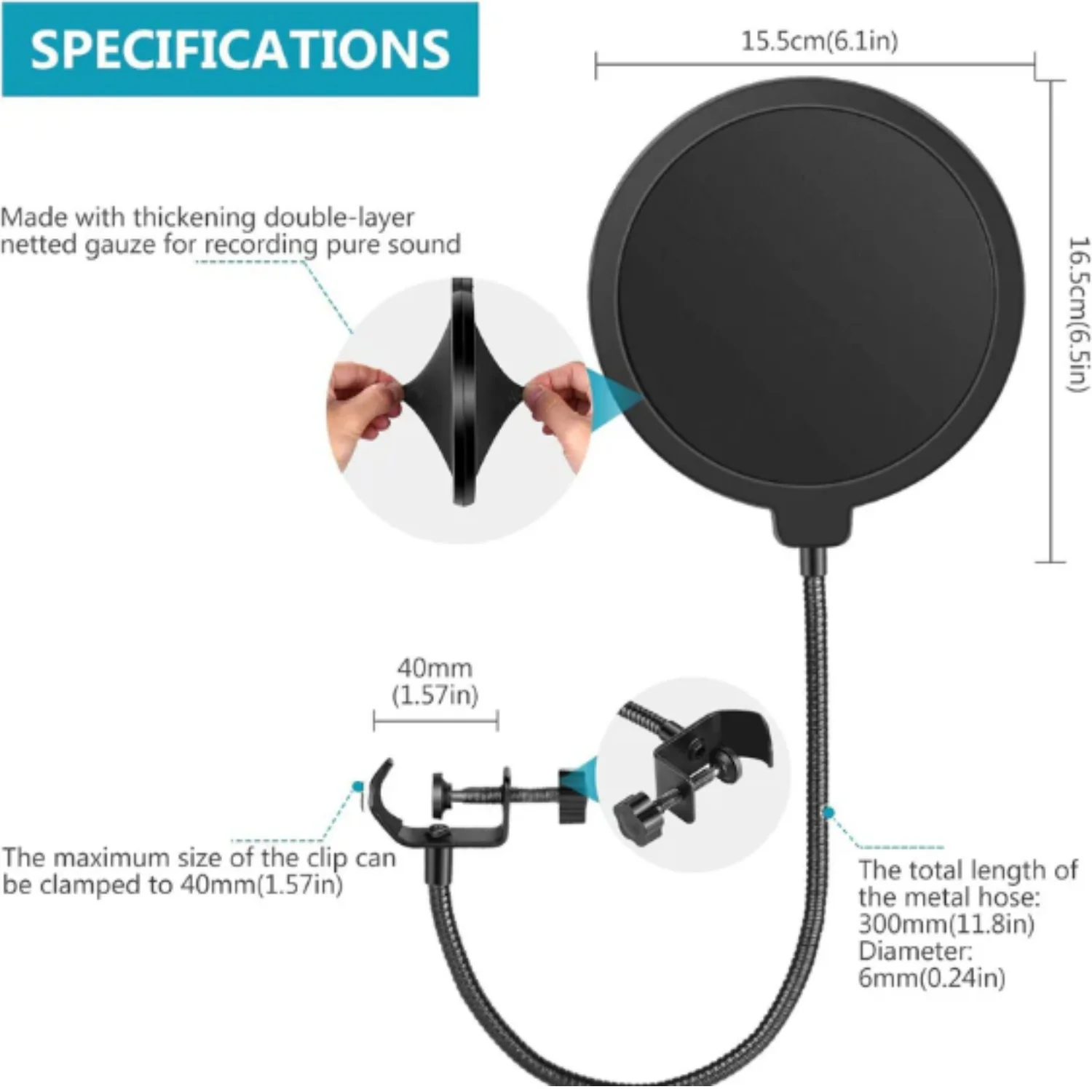 Audio Array AA-03 Double Layer Professional Pop Filter - Image 6