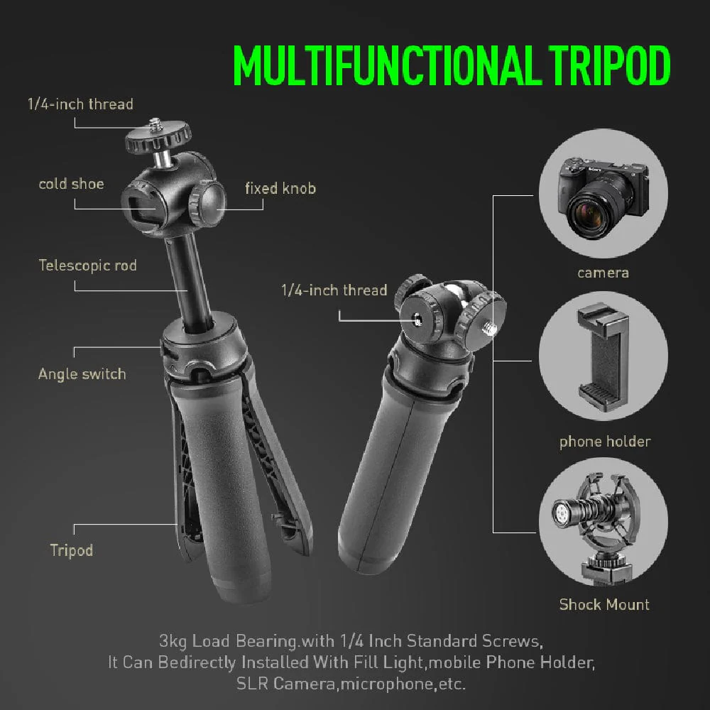 Audio Array AM-C18 Omnidirectional Condenser Shotgun Microphone kit with 3.5mm Connector with Led & Tripod for Smartphone - Image 6