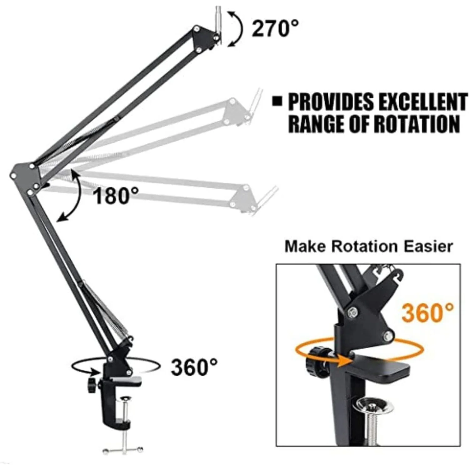 Audio Array AA-06 Microphone Boom Arm with Adjustable Suspension Scissor Arm Stand, Microphone Stand, Pop Filter - Image 5