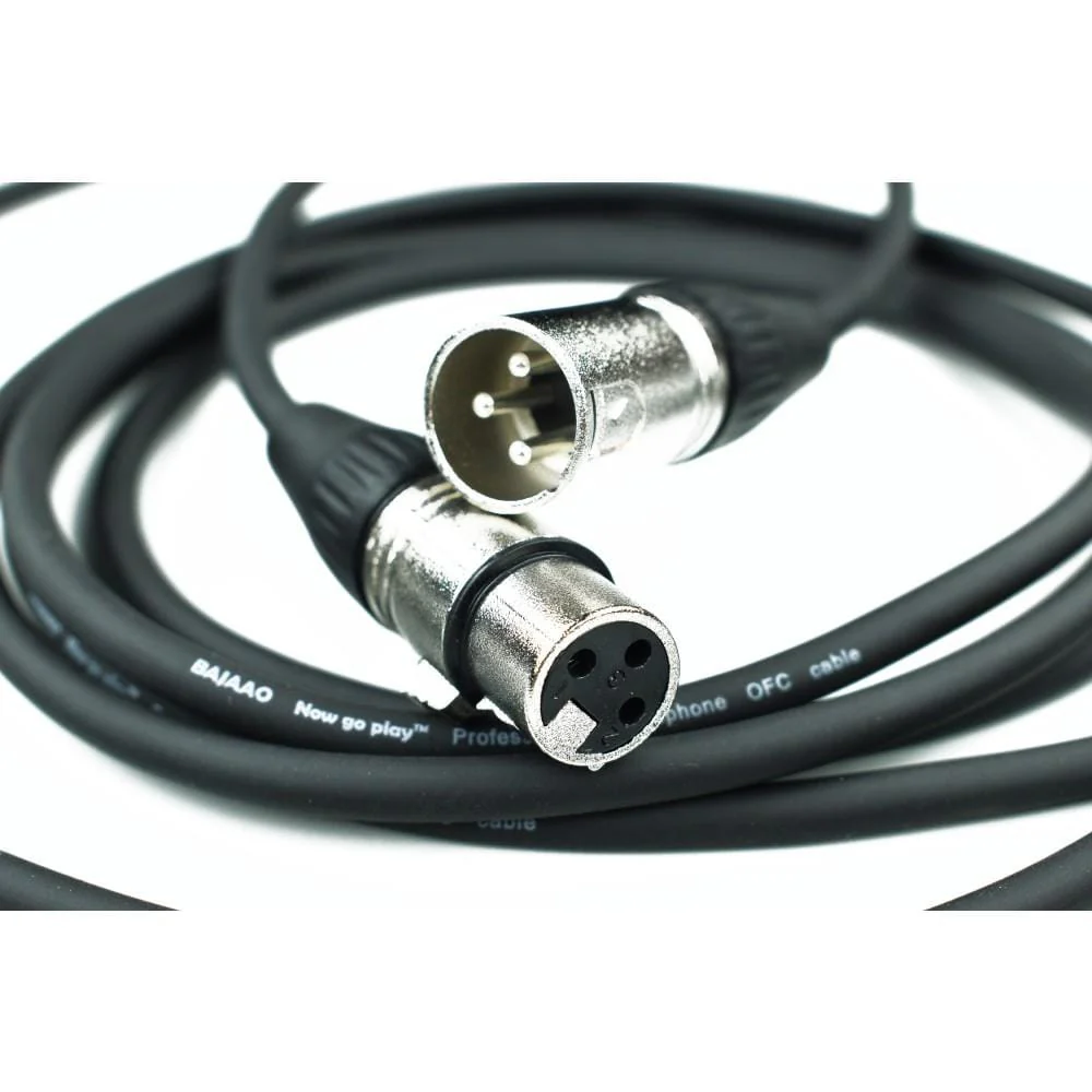 Bajaao Male XLR to Female XLR Microphone Cable - Black - 3 Meter - Open Box - Image 2