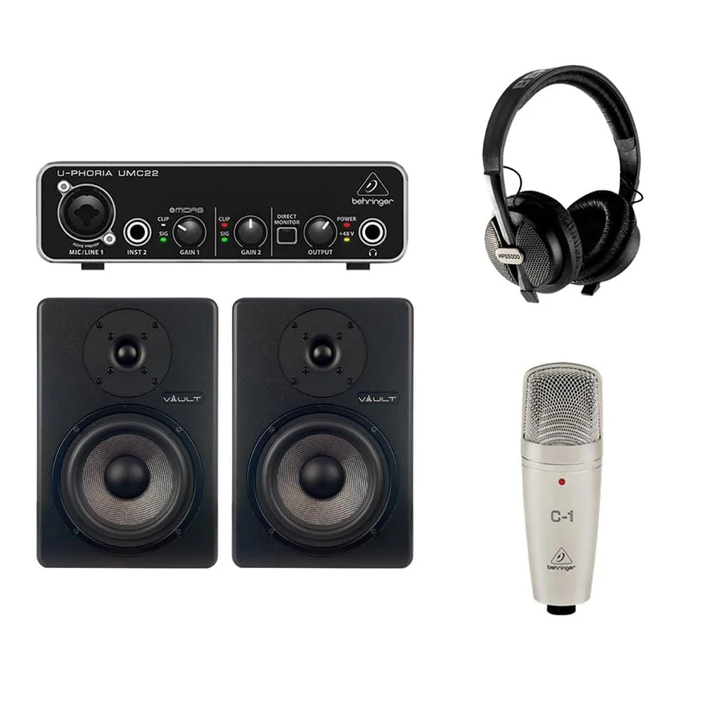 Behringer Artist Recording Starter Pack with Microphone, Audio Interface, Monitors & Headphones