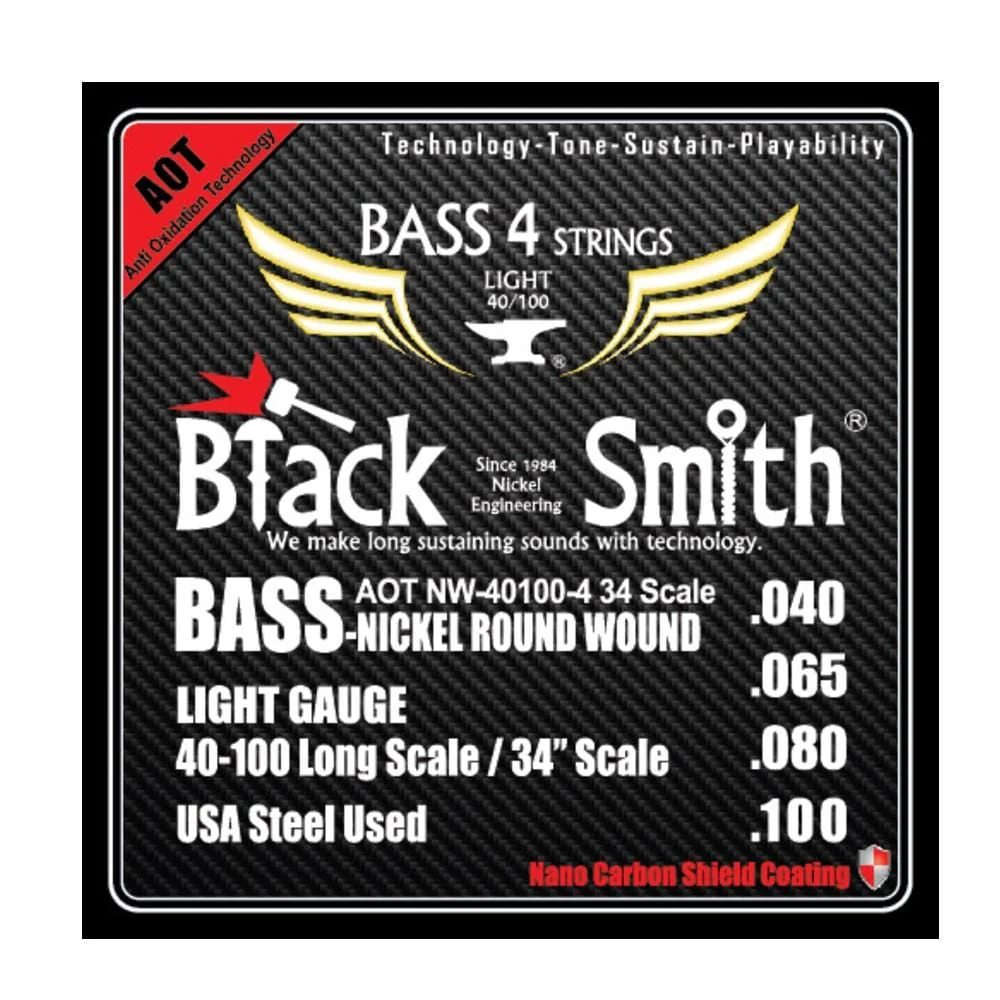 Black Smith Nano Coated Nickel Round Wound Bass Guitar Strings