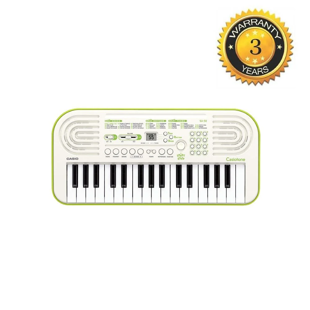 Casio SA-50 Casiotone 32 Key Kids Mini Portable Keyboard with Adapter, Polishing Cloth, Dust Cover, Online Lessons, Warranty & Ebook - Image 3