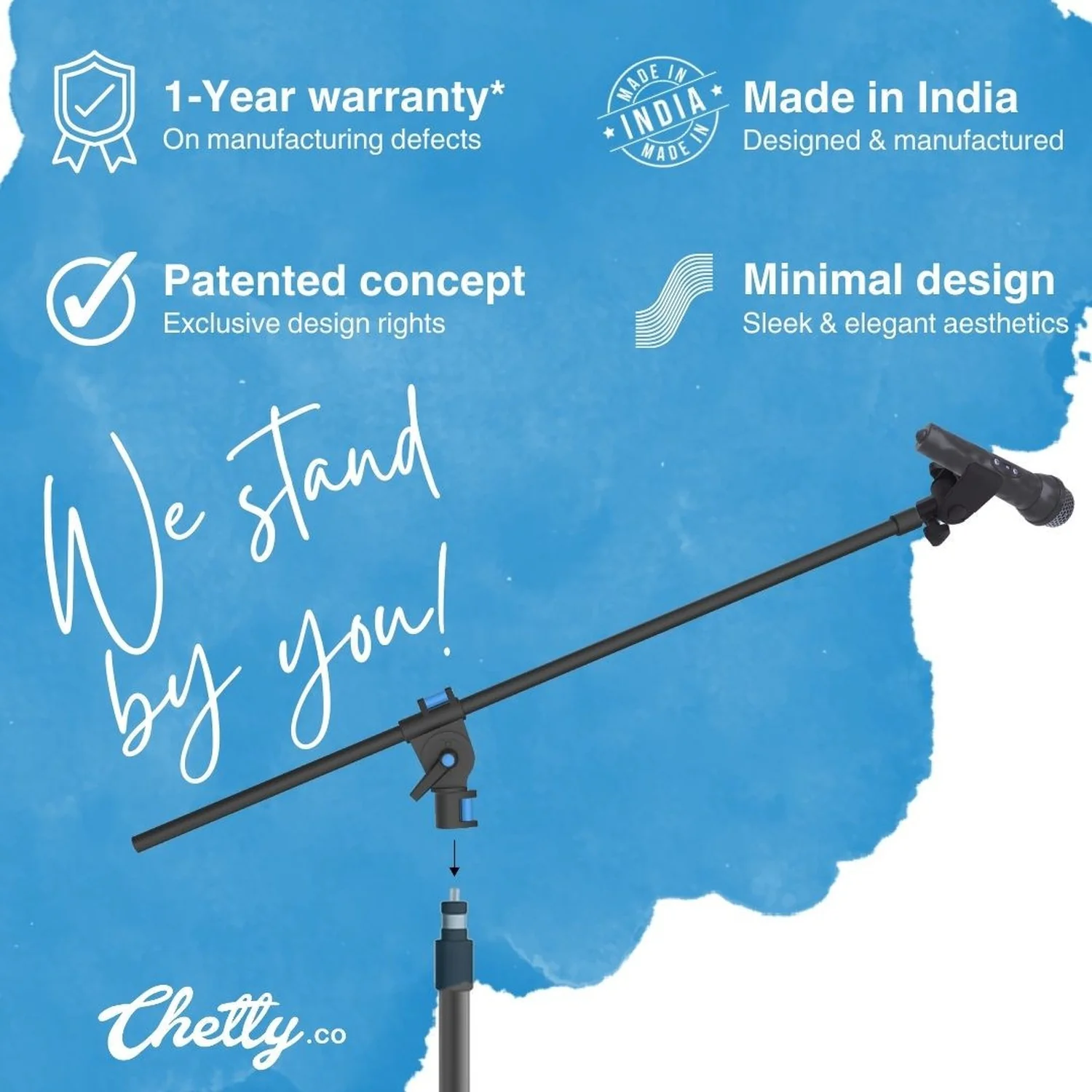 Chetty MT23 Mini Microphone Stand with Detachable Boom Arm - Image 4