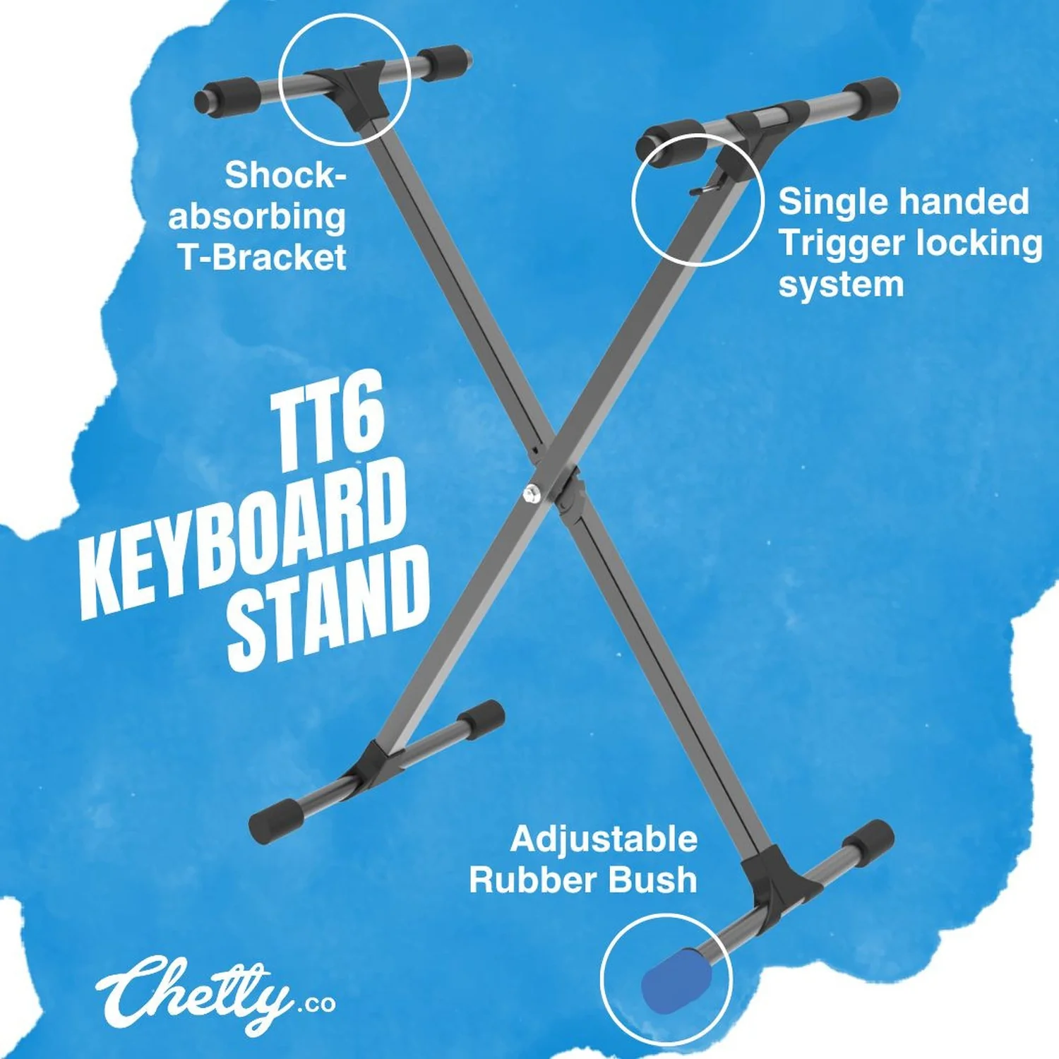Chetty TT6 X-Type Single Braced Keyboard Stand - Image 2