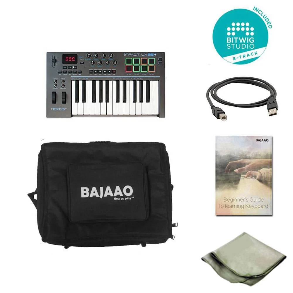 Nektar Impact LX25+ 25-key Midi Keyboard With Btwig Software, Polishing Cloth, Gigbag & Ebook