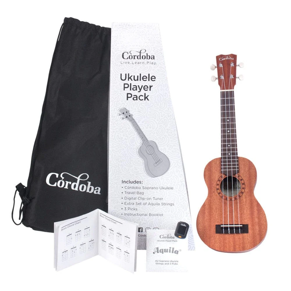 Cordoba UP-1S Ukulele Player Pack Soprano - Natural Mahogany