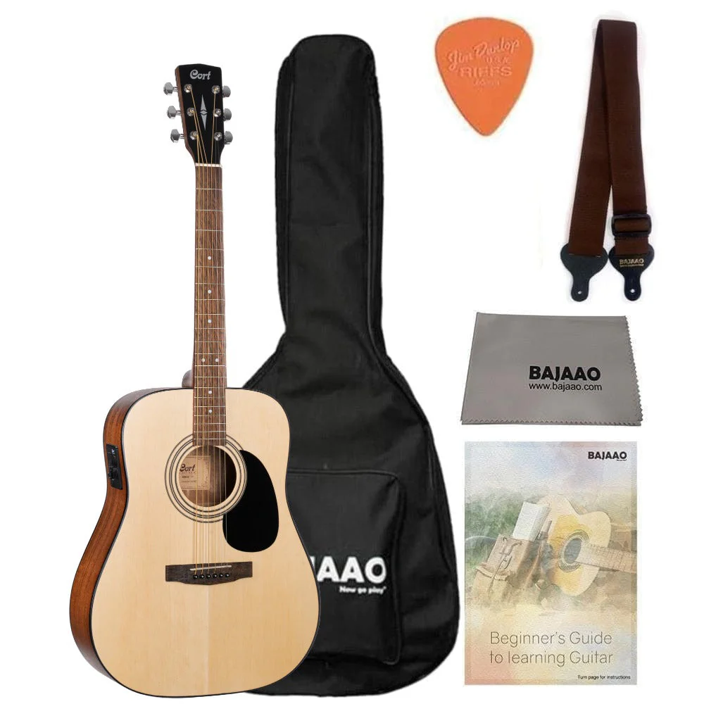 Cort AD810E Dreadnought Electro Acoustic Guitar with Gigbag, Strap, Polishing Cloth, Pick and Ebook - Image 2