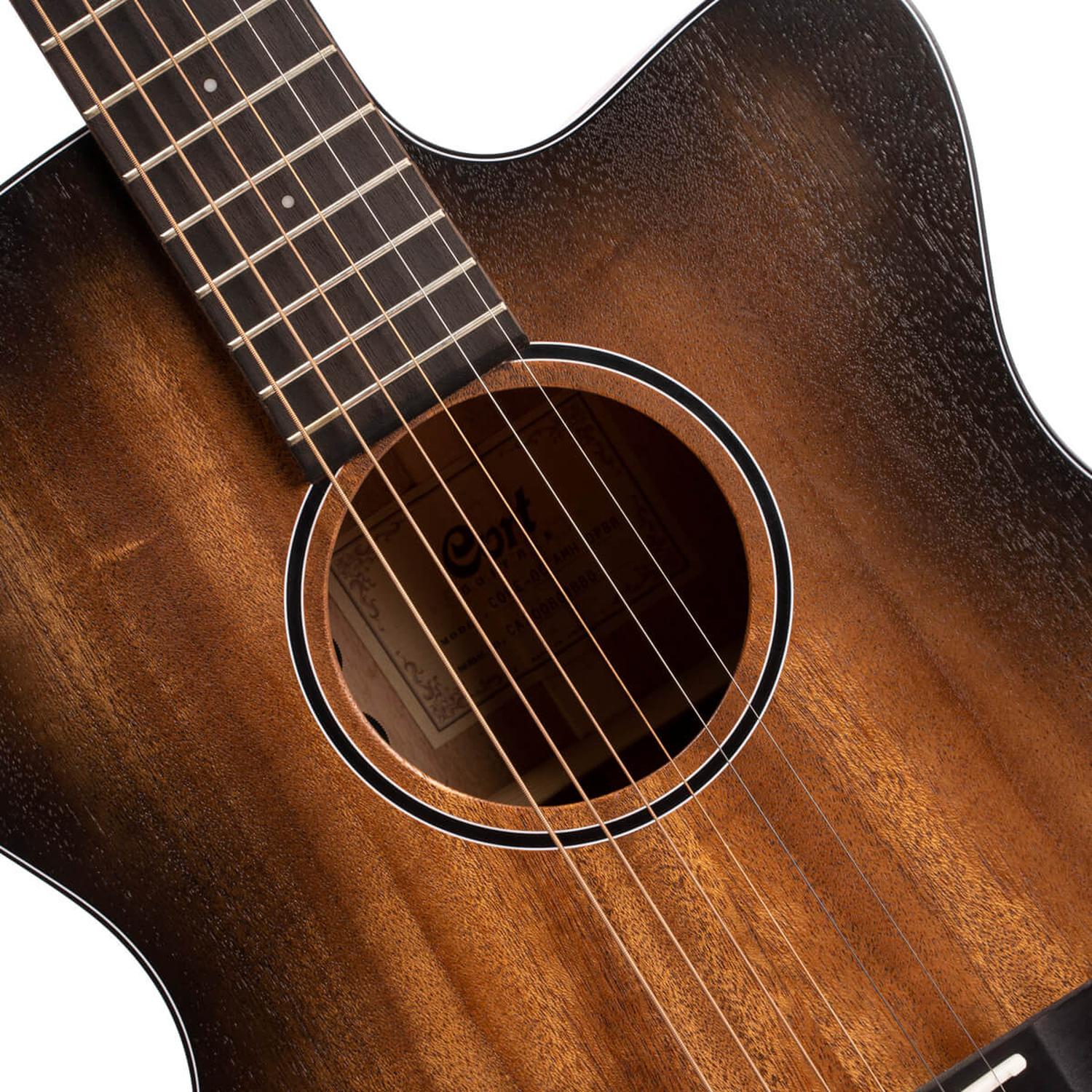 Cort Core OC Mahogany 6-Strings Electro Acoustic Guitar With Bag- Open Pore Black Burst - Image 4
