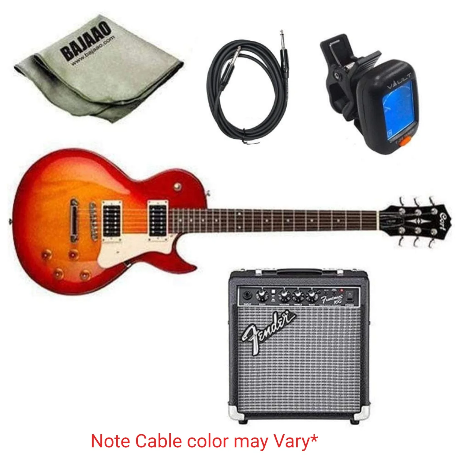 Cort CR100 Les Paul Style Electric Guitar Standard Guitar Bundle with Amplifier, Tuner, Cable and Polishing Cloth - Image 2