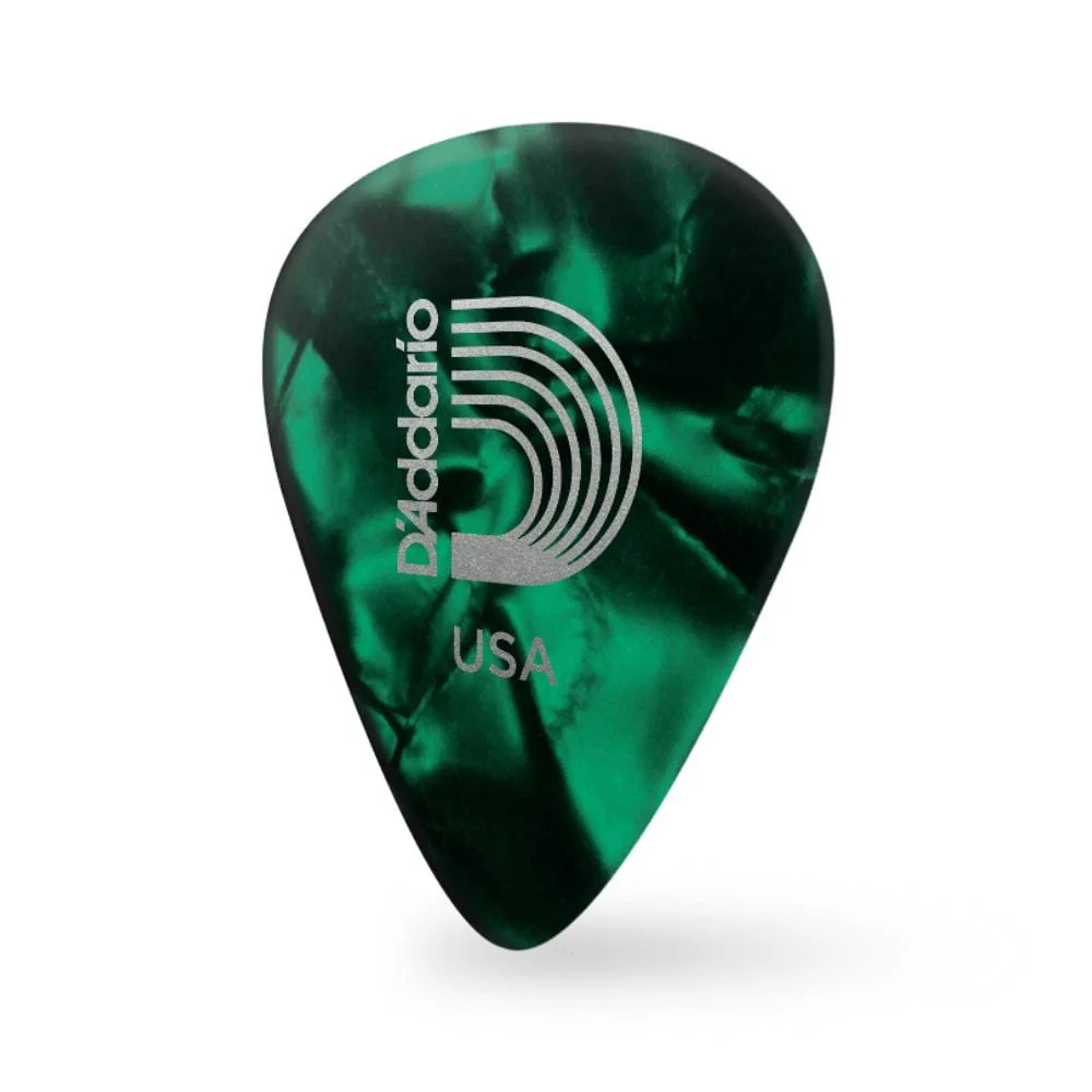 D'Addario Classic Celluloid Green Pearl 1.25mm Extra Heavy Gauge Guitar Pick - Image 2