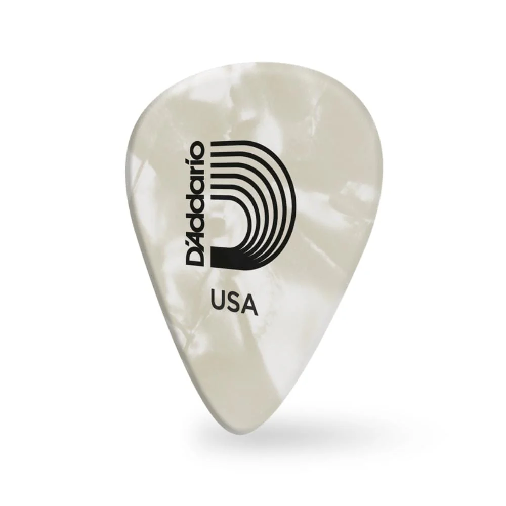 D'Addario Classic Celluloid White Pearl 0.50mm Light Gauge Guitar Pick - Image 2