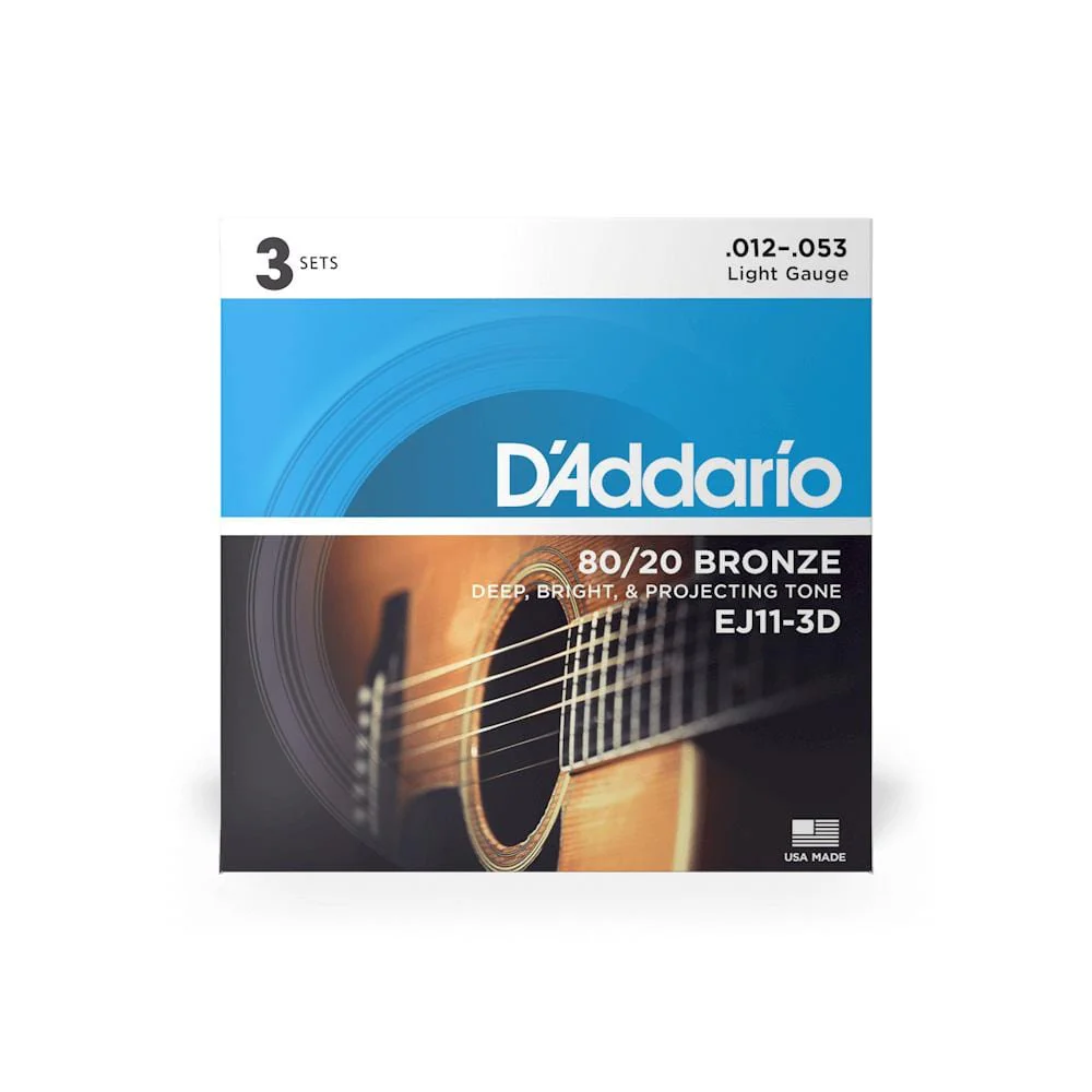 D'Addario EJ11 3D 3 Pack Bronze Acoustic Guitar String - Image 3