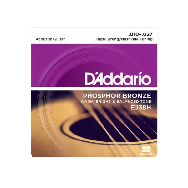 D'Addario EJ38H Acoustic Guitar Strings - Phosphor Bronze, High Strung/Nashville