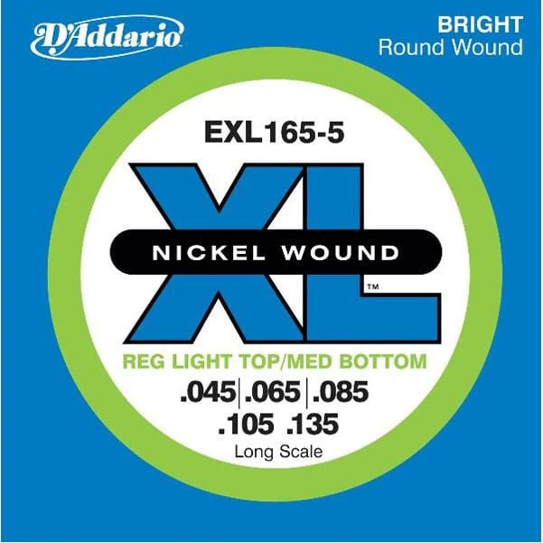 D'Addario EXL165-5 XL Bass Guitar Strings - Nickel - 0.045-0.135
