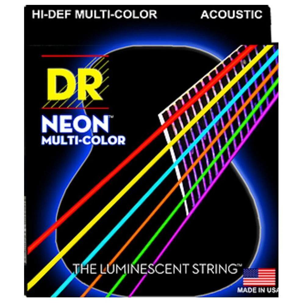 DR String NMCA HI-DEF Neon Multi-Color Coated Acoustic Guitar Strings
