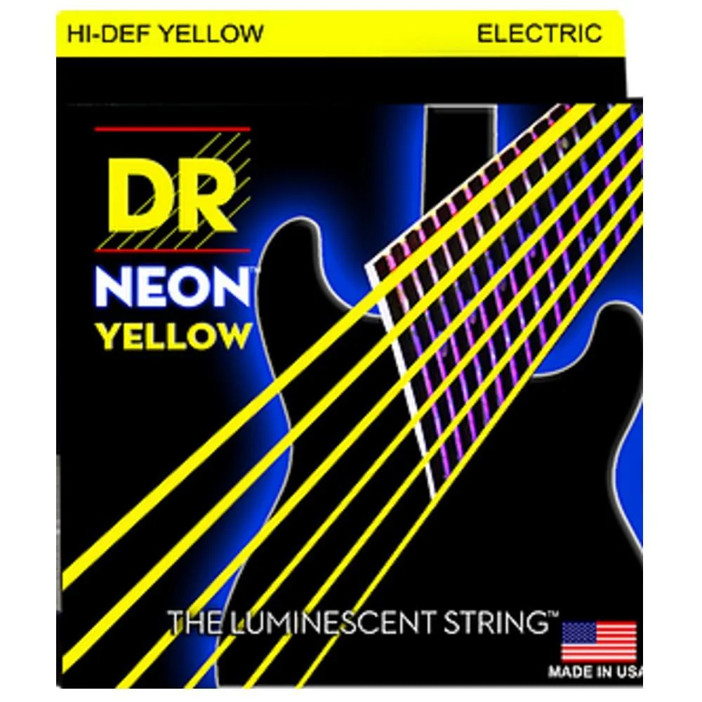 DR String NYE HI-DEF Neon Yellow Coated Electric Guitar Strings- Light - 9-42