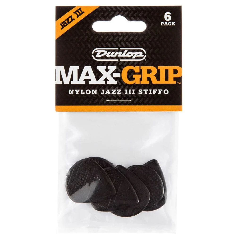 Dunlop 471R3S Max Grip Jazz III Stiffo Picks - Pack of 6 - Image 3