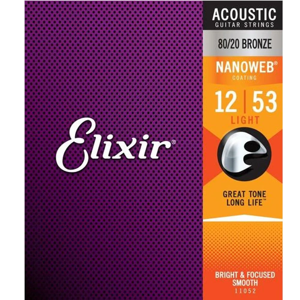 Elixir 11052 Nanoweb Acoustic Guitar Strings - Light - 0.012-0.053