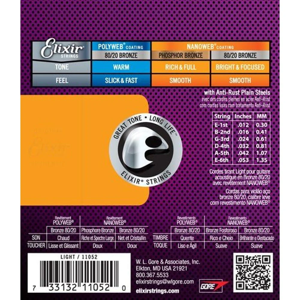 Elixir 11052 Nanoweb Acoustic Guitar Strings - Light - 0.012-0.053 - Image 2