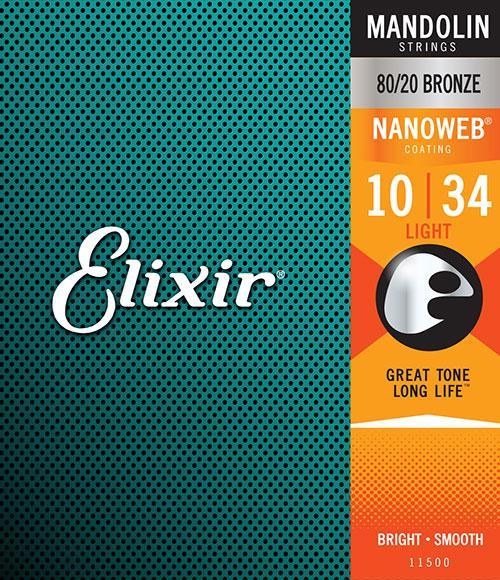 Elixir 11500 Mandolin 80/20 Bronze Nanoweb Coating Mandolin Strings Light - 10-34