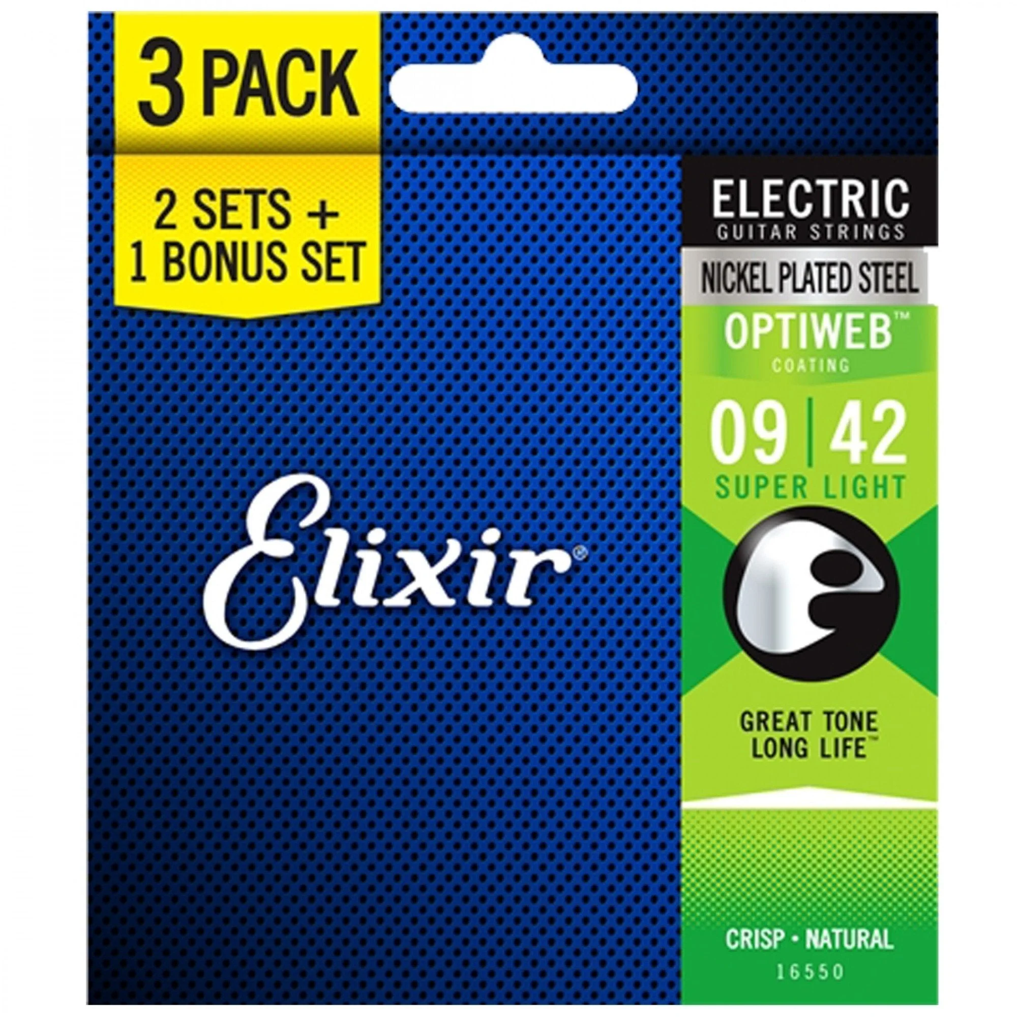 Elixir 16550 Optiweb Coating Electric Guitar Strings Super Light - Pack Of 3 - 9-42