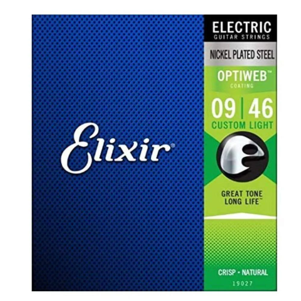 Elixir 19027 Nickel Plated Steel With Optiweb Coating Electric Guitar String- Custom Light - 9-46