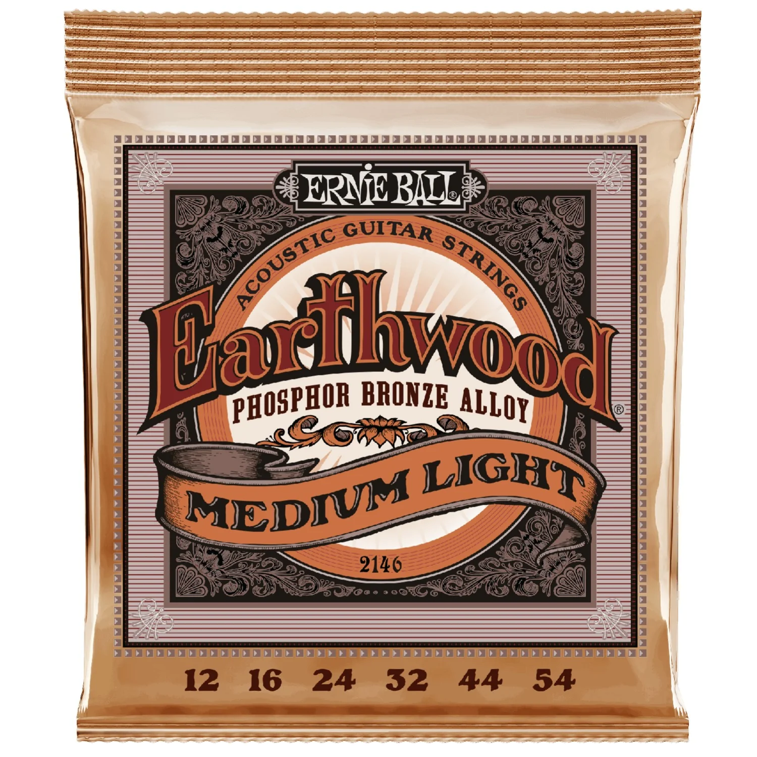 Ernie Ball 2146 Medium Light Earthwood Phosphor Bronze Acoustic Strings - .012-.054