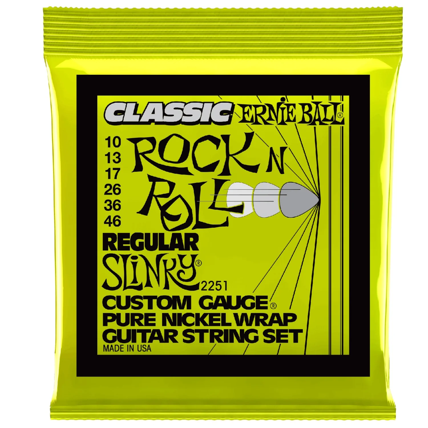 Ernie Ball 2251 Pure Nickel Slinky Electric Guitar Strings - 0.10-0.46