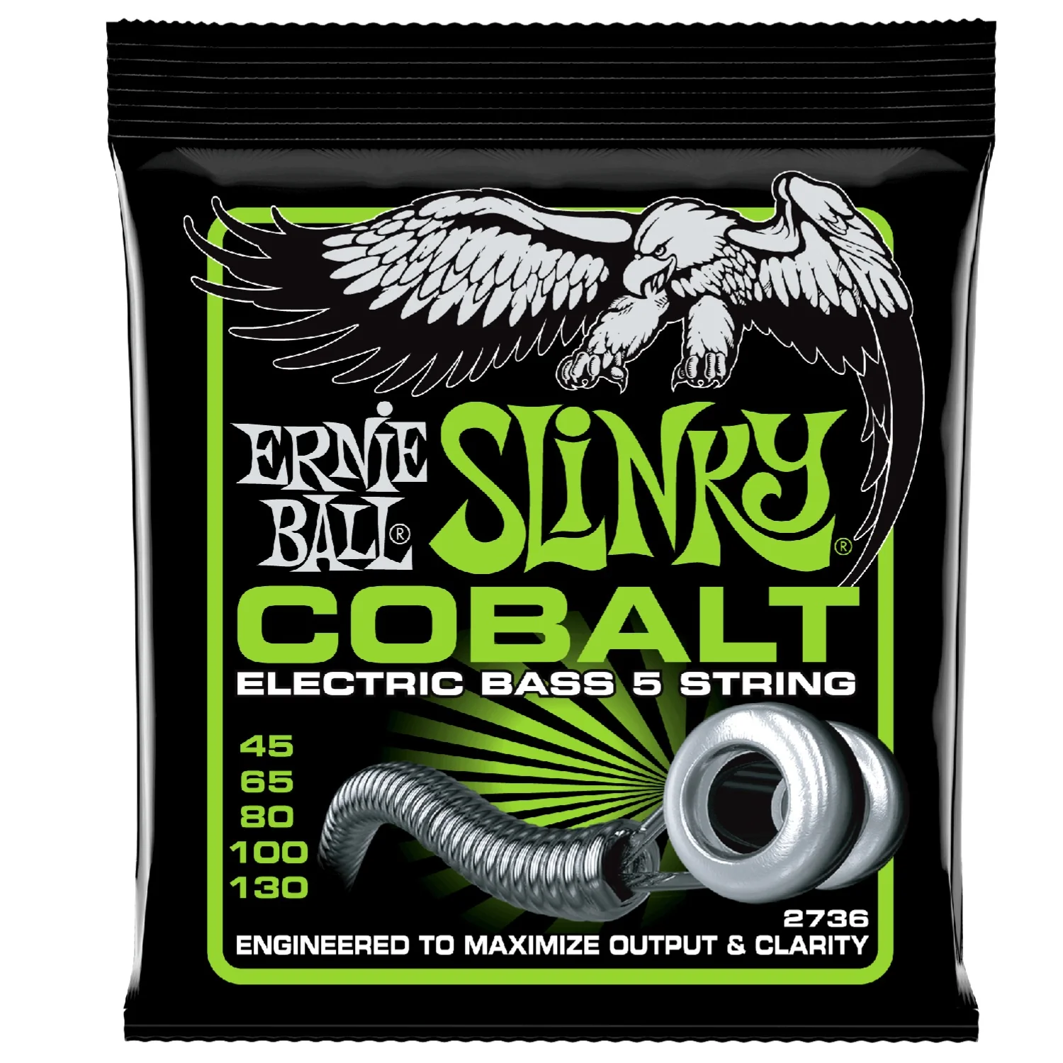 Ernie Ball 2736 Slinky Cobalt 5 String Electric Bass Guitar String Set - 45-130 Gauge