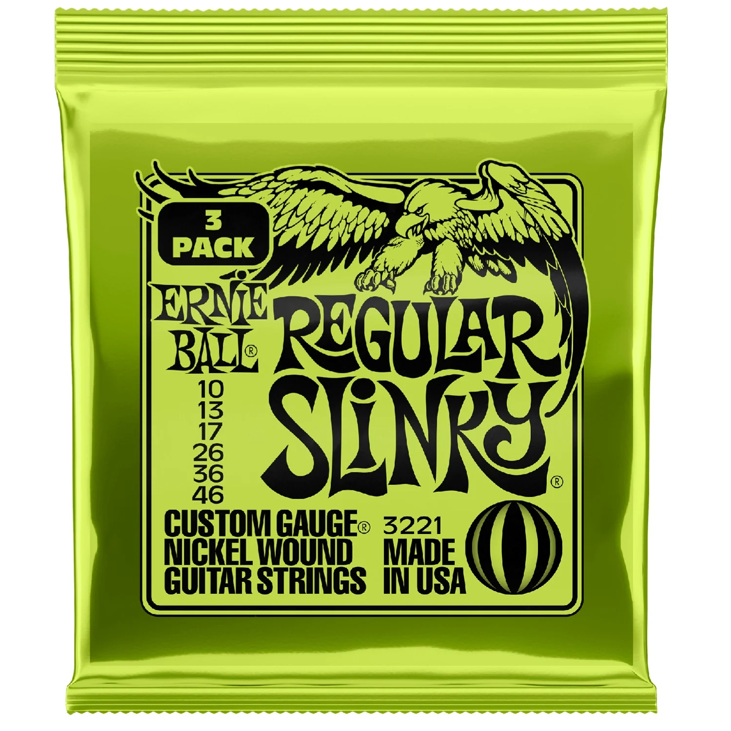Ernie Ball 3221 Regular Slinky Nickel Wound Electric Guitar Strings 3 Pack 10-46 - Image 3