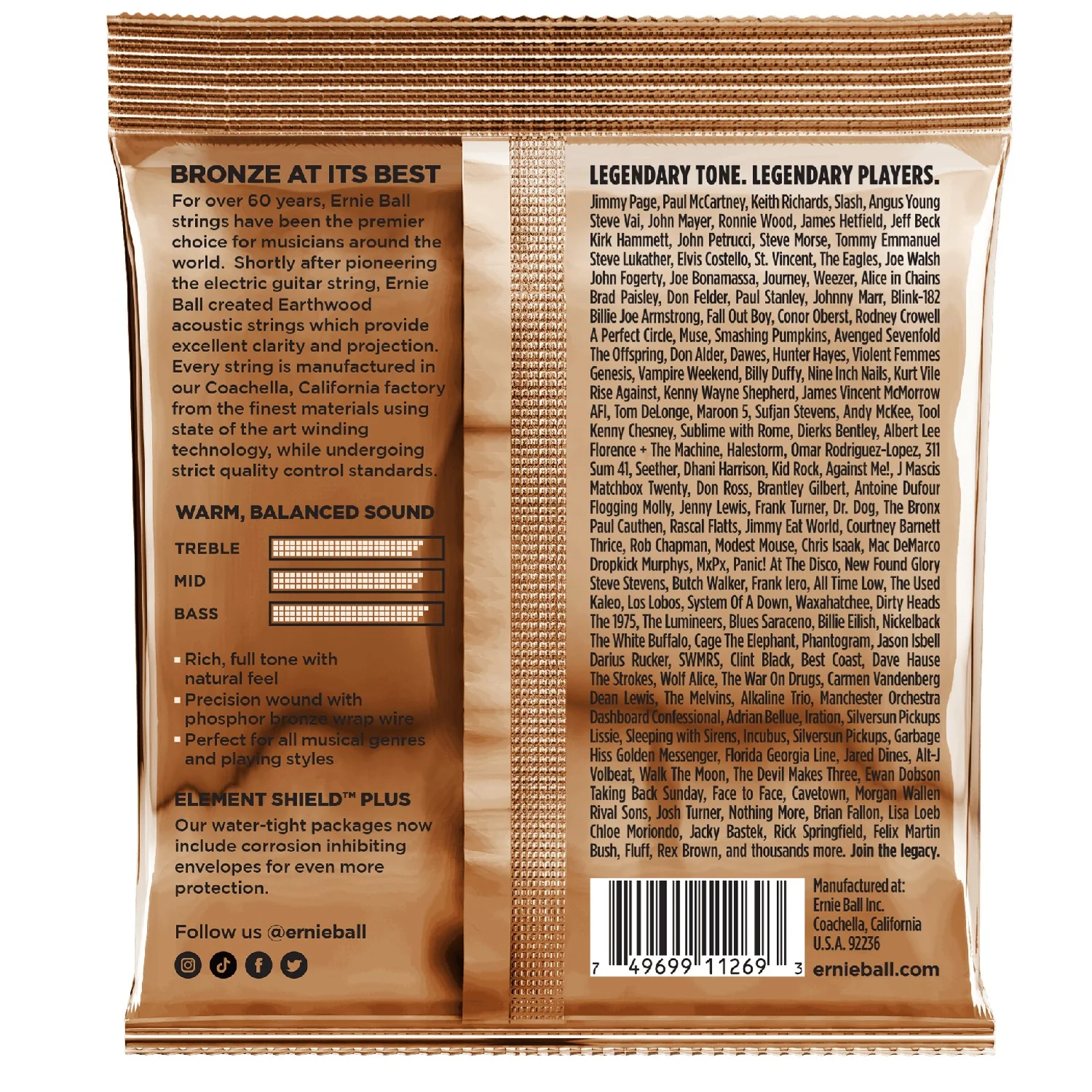 Ernie Ball 3551 Rock and Blues with Plain G Earthwood Phosphor Bronze Acoustic Guitar String 3 Pack - .10-.52 - Image 2