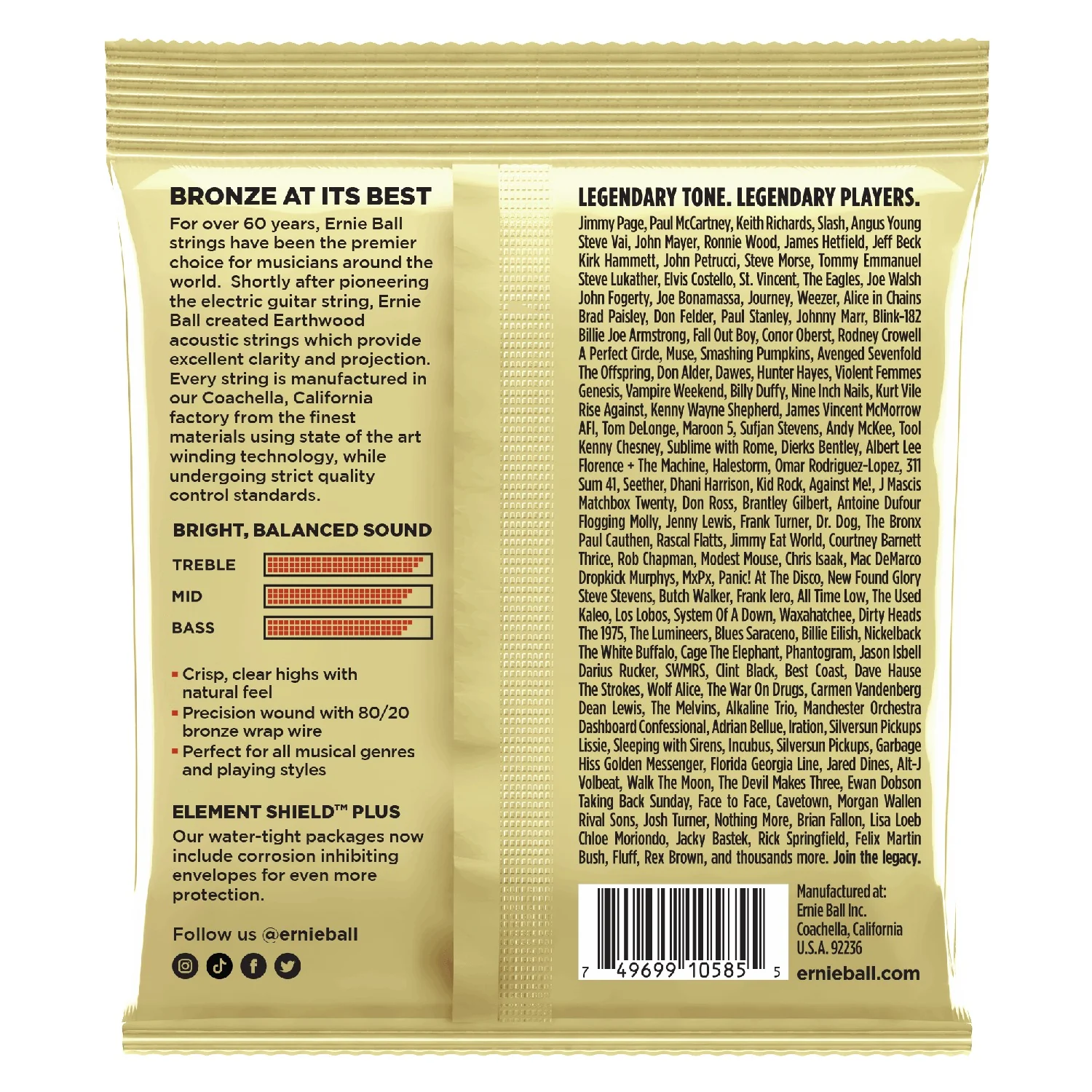 Ernie Ball Earthwood Custom Light Bronze 80/20 Acoustic Guitar Strings - Image 2