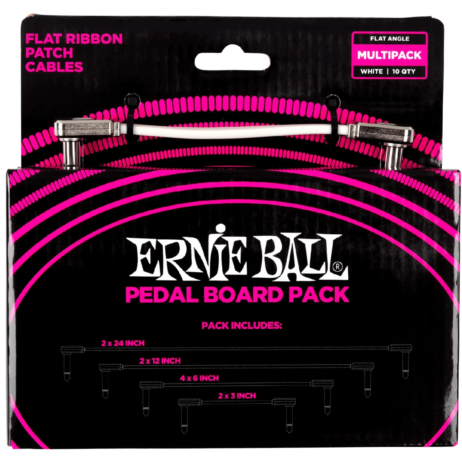 Ernie Ball Flat Ribbon Multipack Patch Cable - White