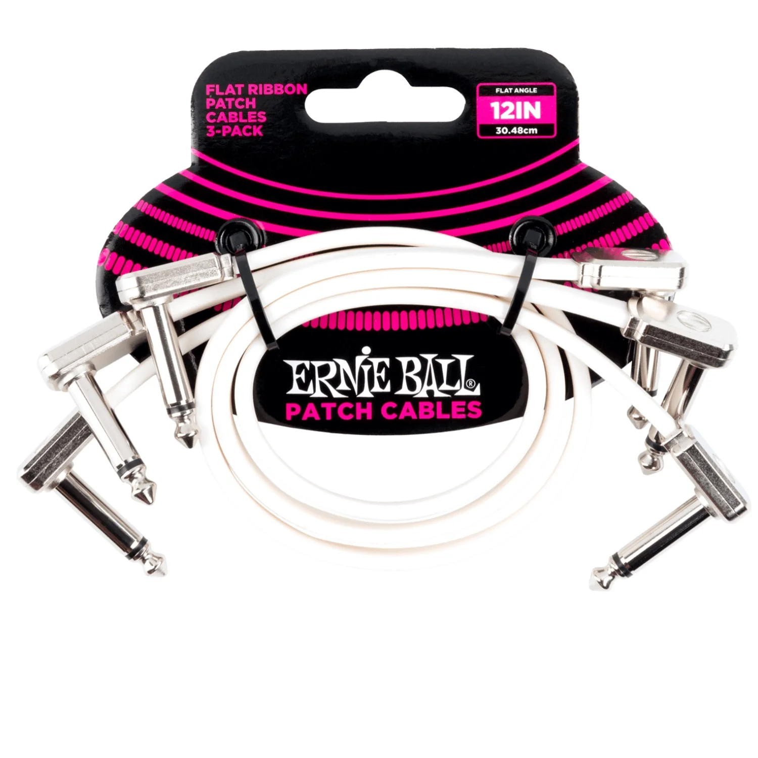 Ernie Ball Flat Ribbon Patch Cable - White Pack of 3 - Image 3
