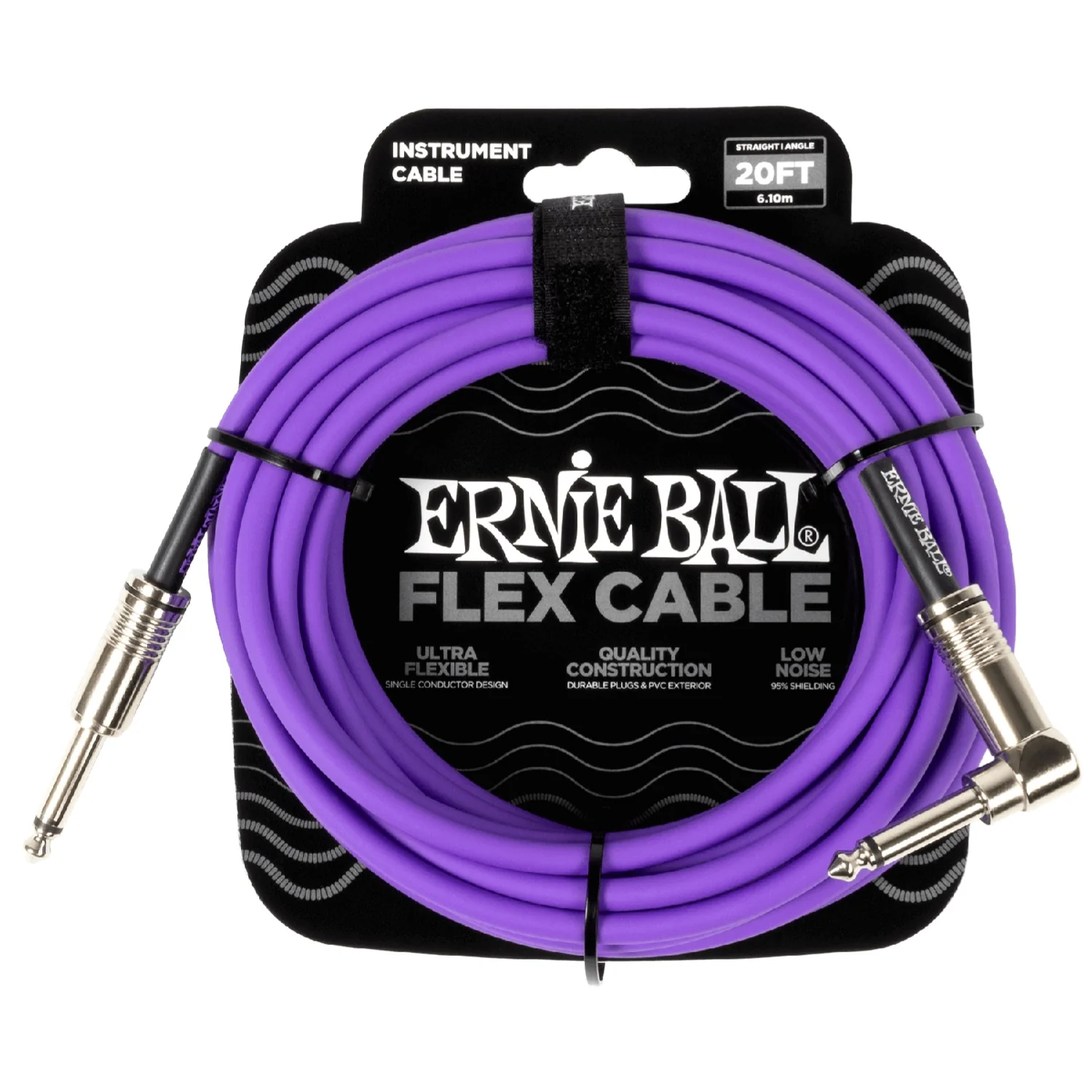Ernie Ball Flex 20Ft Straight Angle Instrument Cable