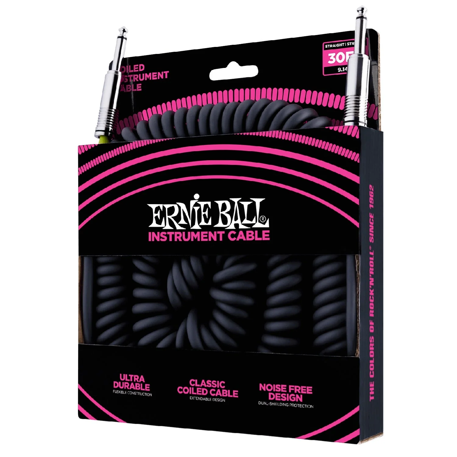 Ernie Ball Ultradurable 30 Ft Coiled Straight-Straight Instrument Cable - Image 3