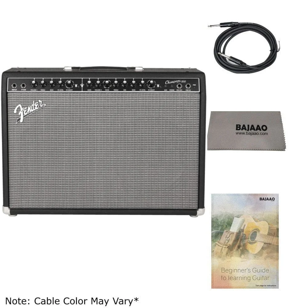 Fender Champion 100 Watts Guitar Combo Amplifier with Cable, Polishing Cloth & E-Book