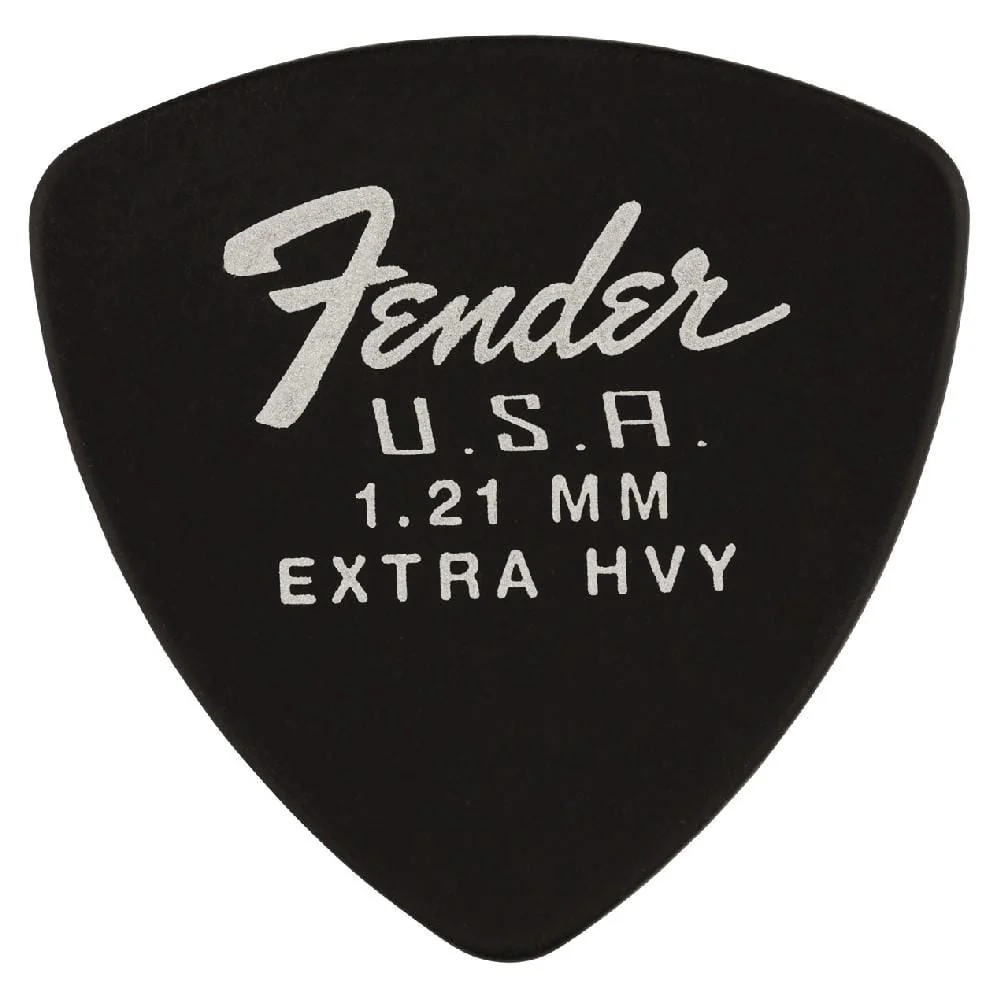 Fender Dura Tone Delrin Guitar Pick 346 Shape- Extra Heavy- Pack of 12- Black