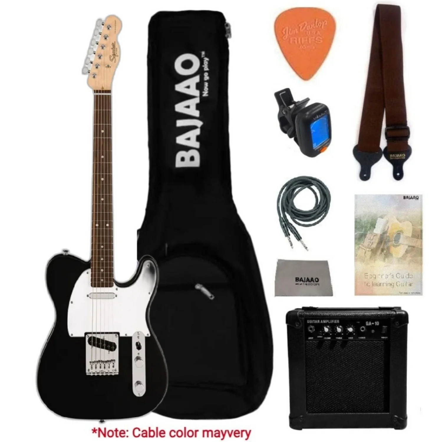 Fender Squier Debut Telecaster Electric Guitar with Amplifier, Gigbag, Tuner, Strap, Picks, Cable, Polishing Cloth & Ebook - Image 8