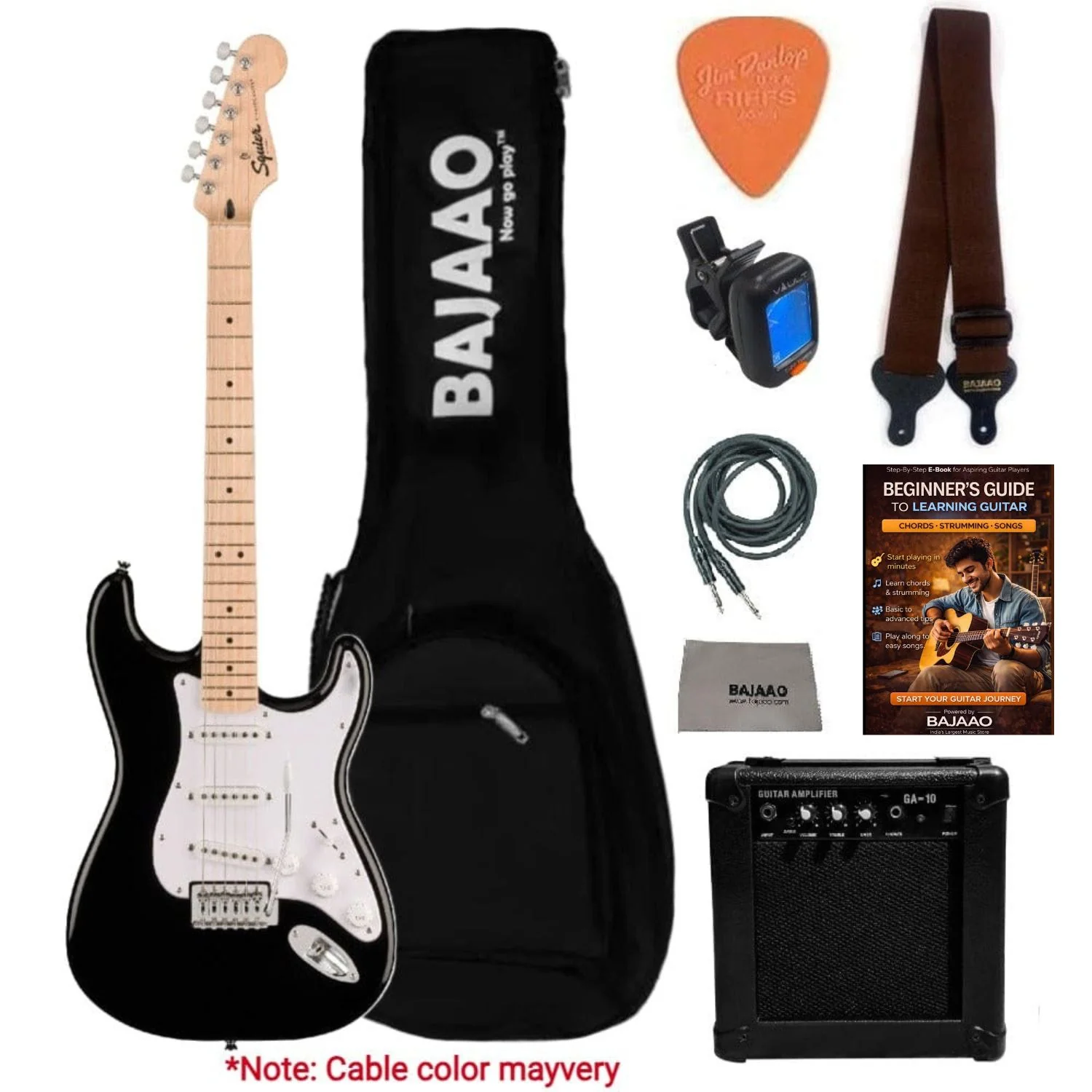Fender Squier Sonic Stratocaster Electric Guitar Pro Bundle with Amplifier, Gigbag, Tuner, Strap, Picks, Cable, Polishing Cloth & Ebook - Image 2