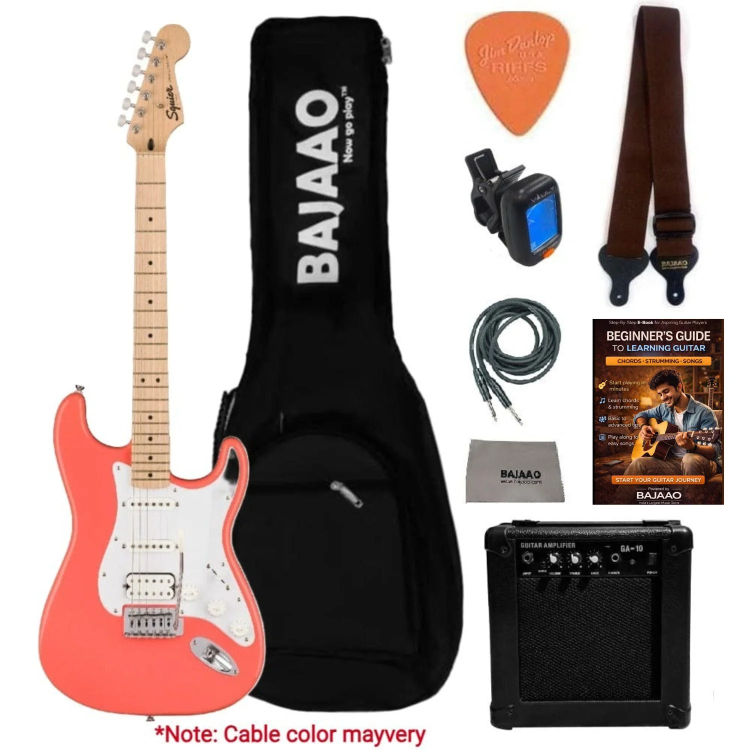 Fender Squier Sonic Stratocaster Electric Guitar Pro Bundle with Amplifier, Gigbag, Tuner, Strap, Picks, Cable, Polishing Cloth & Ebook - Image 29