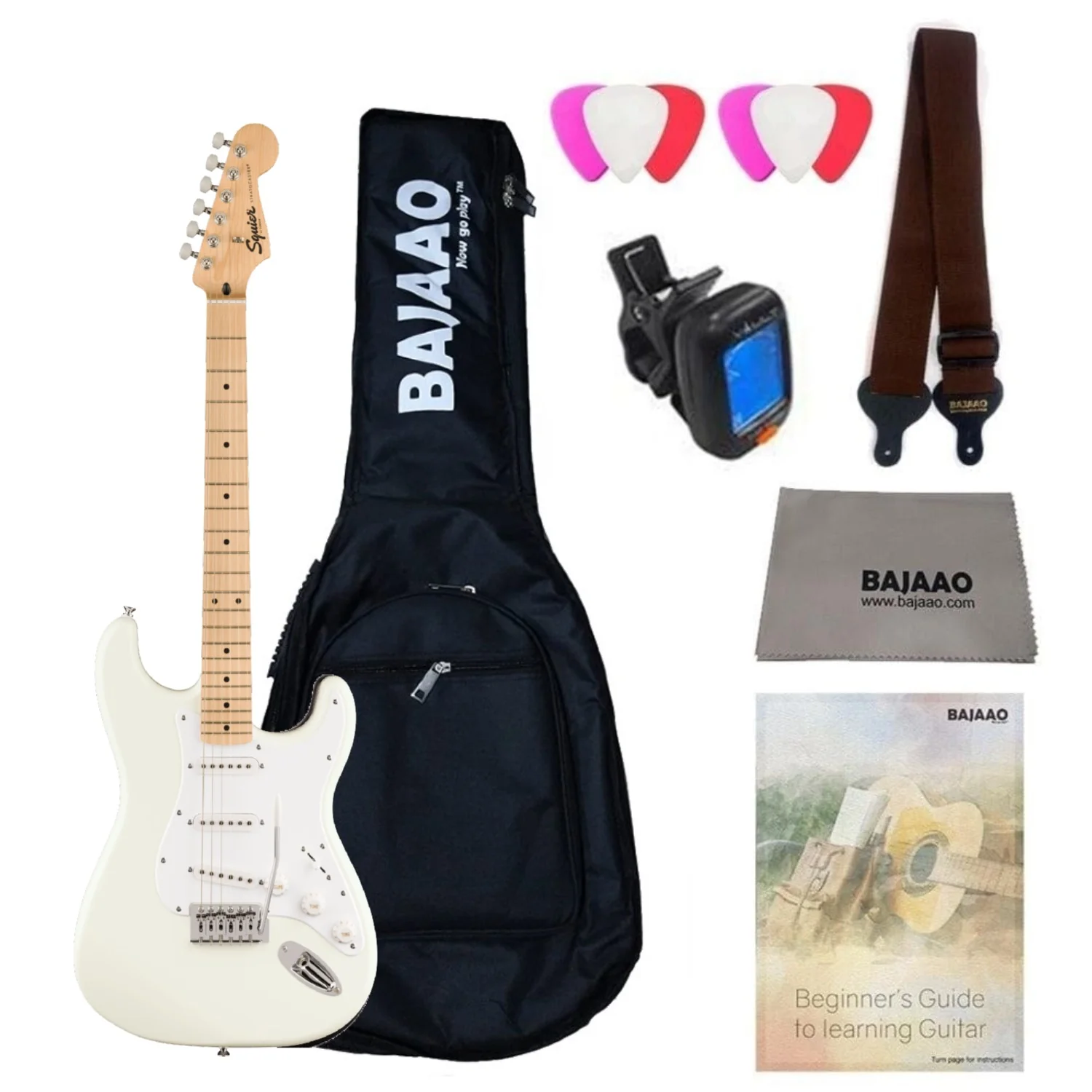 Fender Squier Sonic Stratocaster Electric Guitar with Bag,Polishing Cloth, Strap, Tuner, Pick and Ebook - Image 13