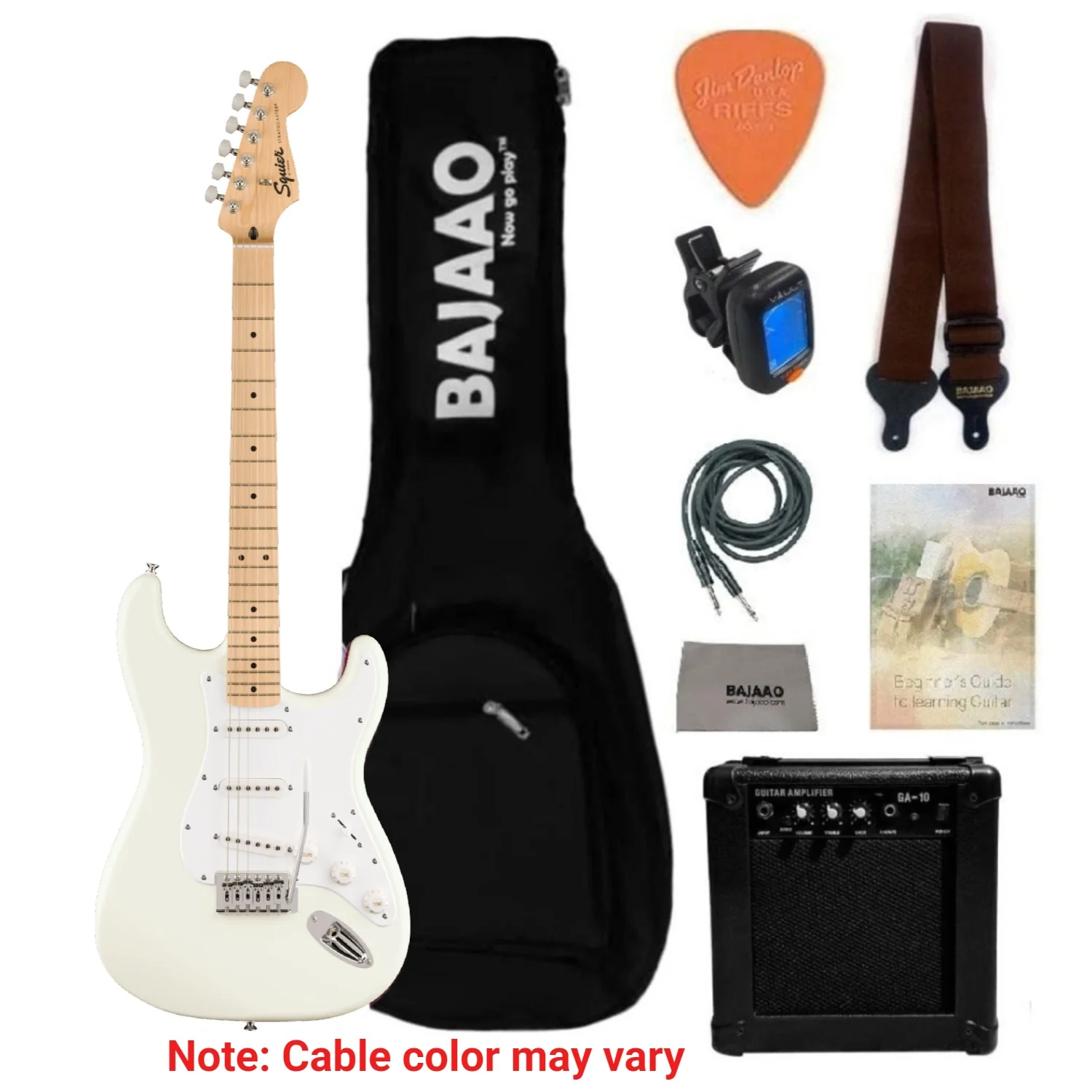 Fender Squier Sonic Stratocaster Electric Guitar with Guitar Amplifier, Gigbag,Polishing Cloth, Strap, Tuner, Pick, Cable and Ebook - Image 13
