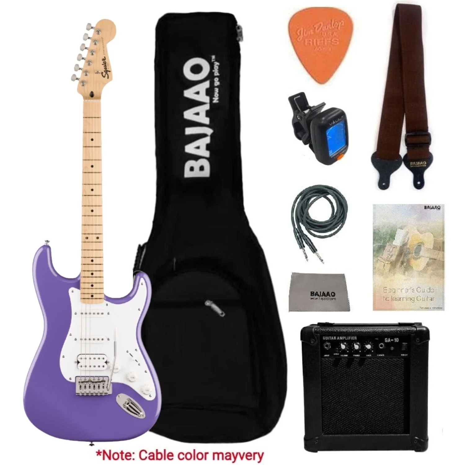 Fender Squier Sonic Stratocaster Electric Guitar with Guitar Amplifier, Gigbag,Polishing Cloth, Strap, Tuner, Pick, Cable and Ebook - Image 28