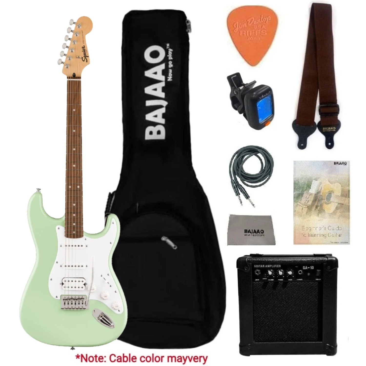 Fender Squier Sonic Stratocaster Electric Guitar with Guitar Amplifier, Gigbag,Polishing Cloth, Strap, Tuner, Pick, Cable and Ebook - Image 49