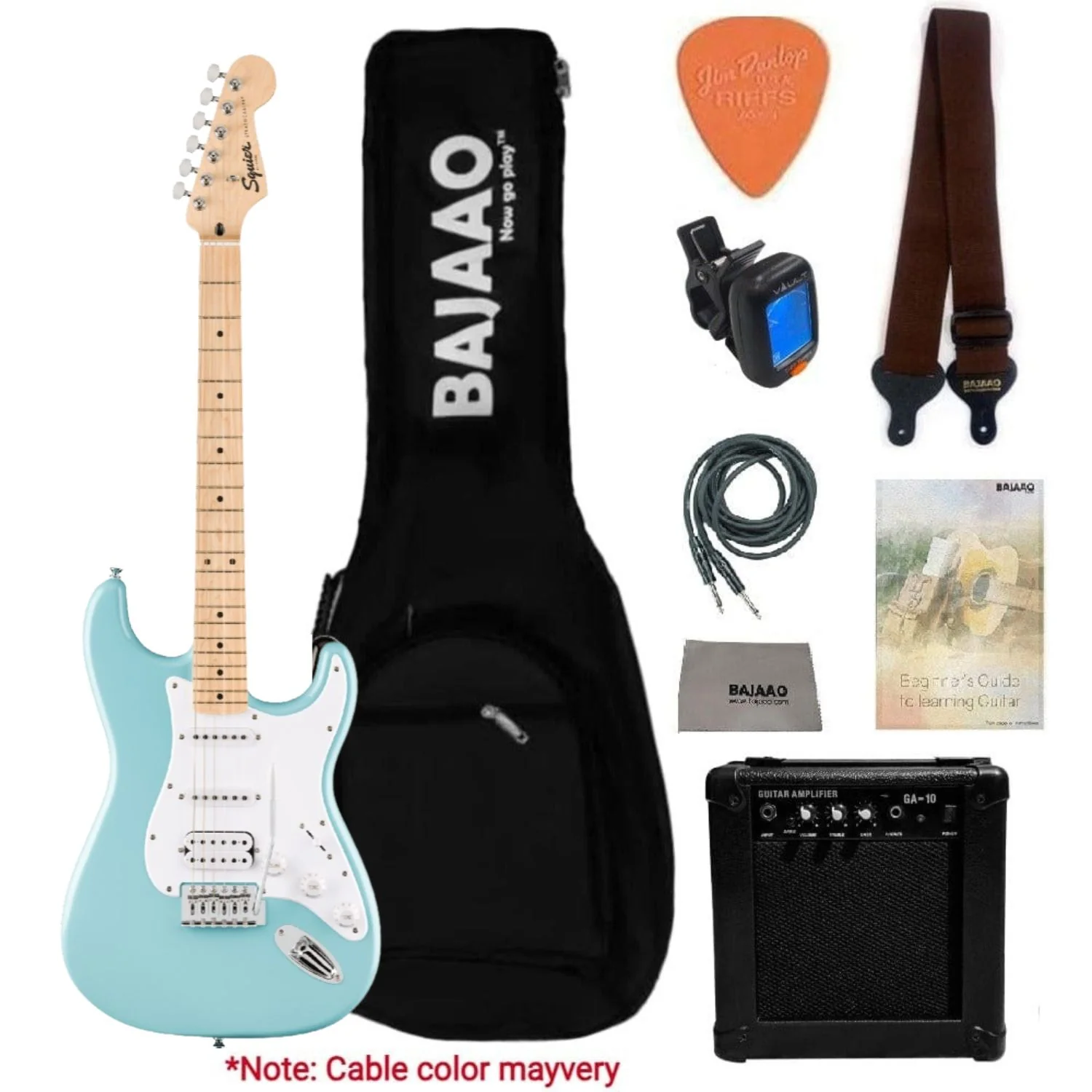 Fender Squier Sonic Stratocaster Electric Guitar with Guitar Amplifier, Gigbag,Polishing Cloth, Strap, Tuner, Pick, Cable and Ebook - Image 63