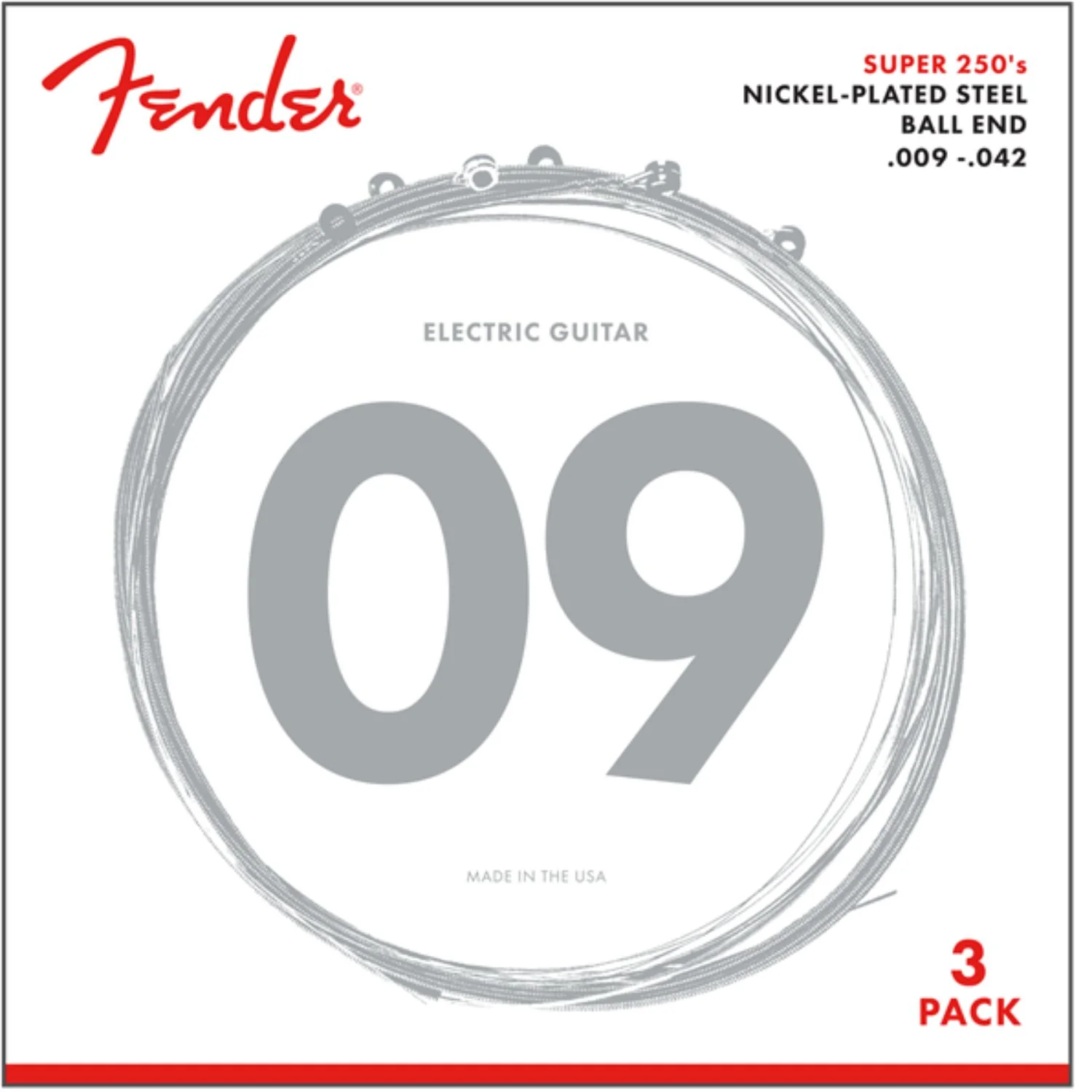 Fender Super 250's Nickel Plated Steel Electric Guitar Strings - Pack of 3 - Image 2